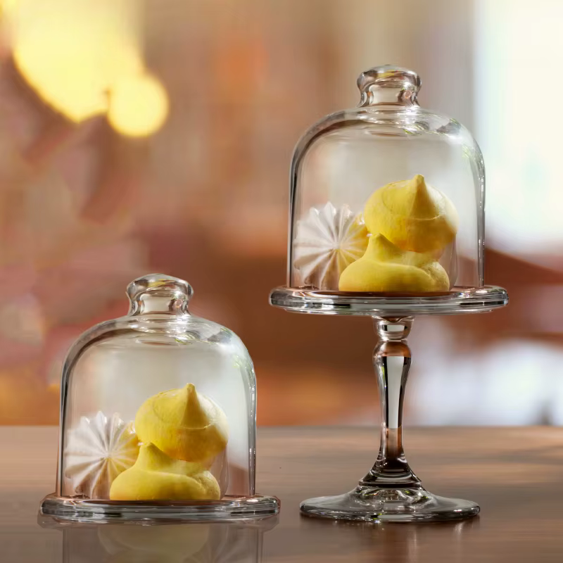 Assiette à gâteau en verre nordique avec couvercle