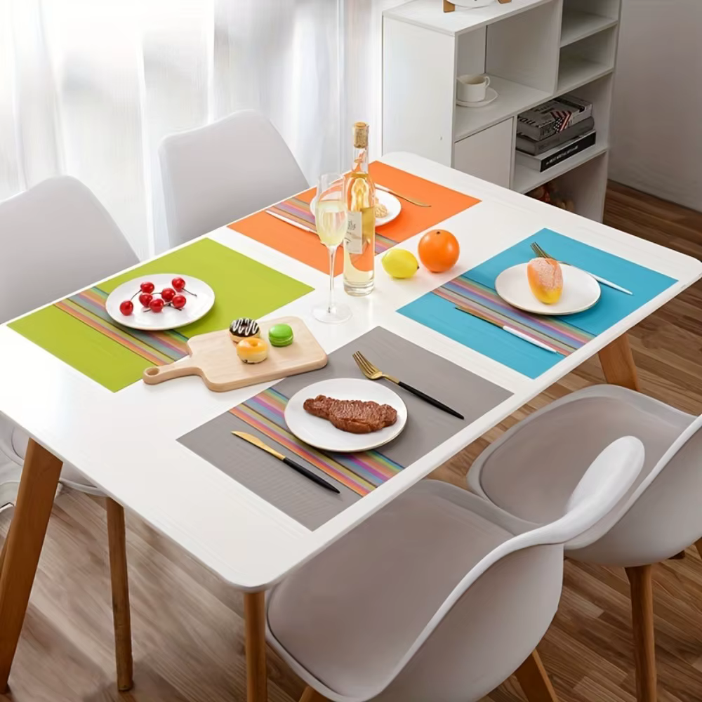 Tapis de Table à bande colorée en PVC