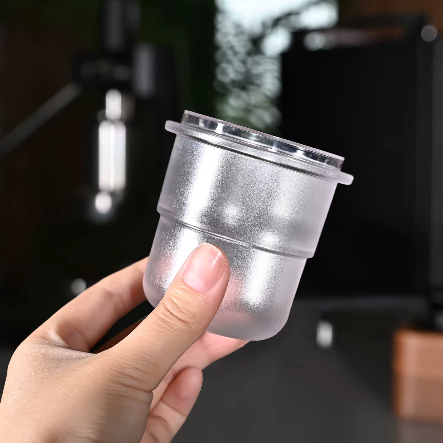 Tasse de dosage de café transparente givrée