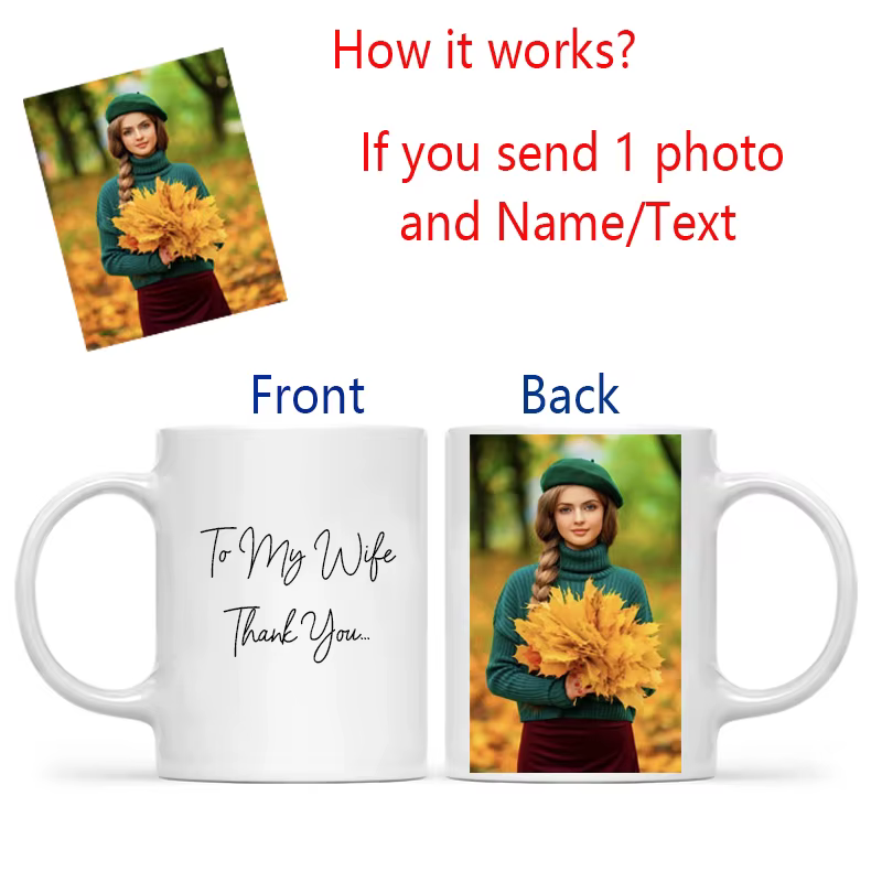 Tasse à café noire avec Photo personnalisée