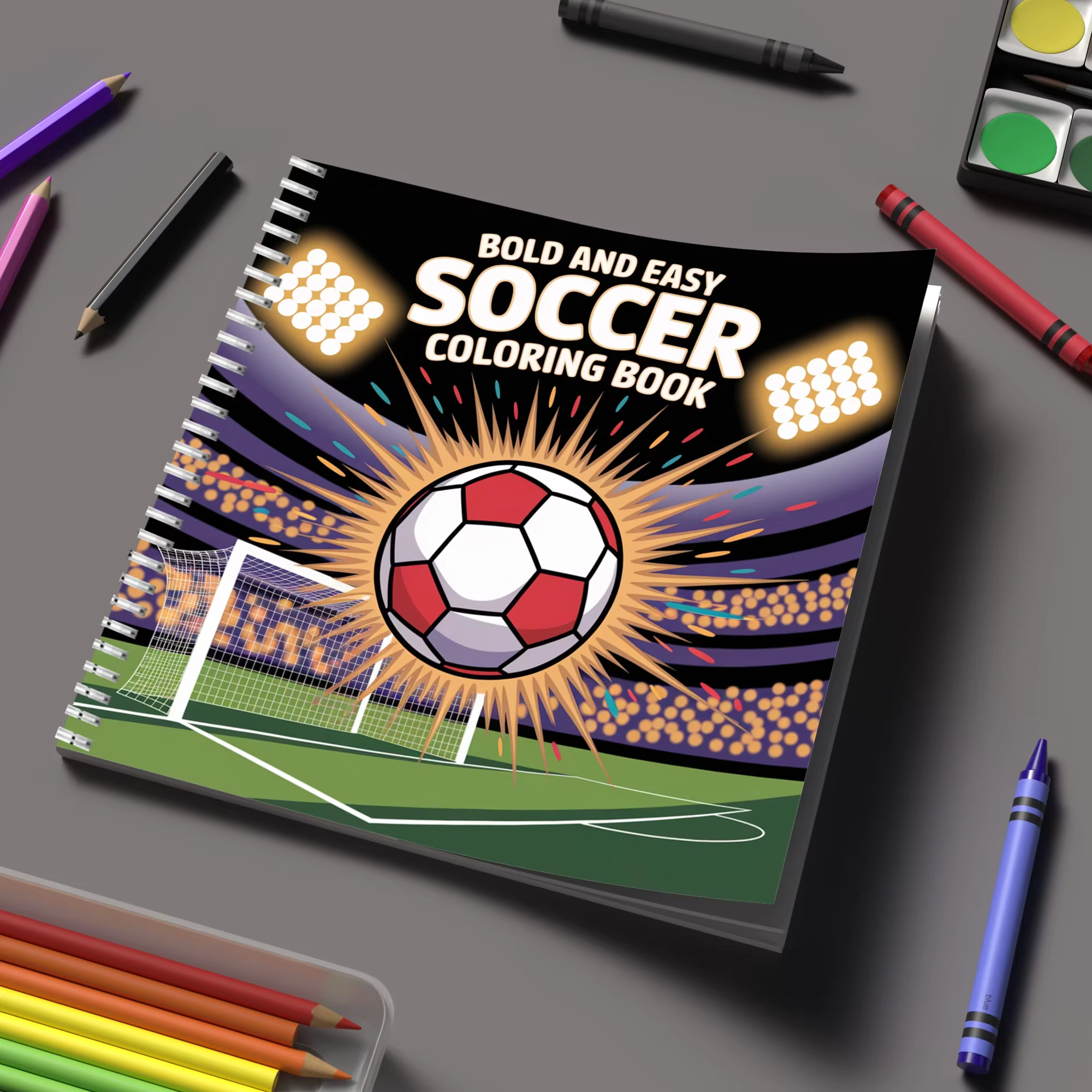 Livre de coloriage pour adultes Easy Soccer Bold-easy Patterns, livre de dessin mignon, cadeau idéal pour un anniversaire, la rentrée scolaire, fournitures artistiques
