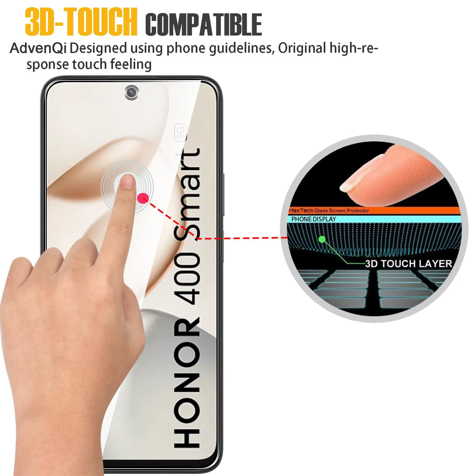 Protection d'écran en verre trempé HD cristal 9H anti-rayures compatible avec For Honor 400 Smart 6,77 pouces