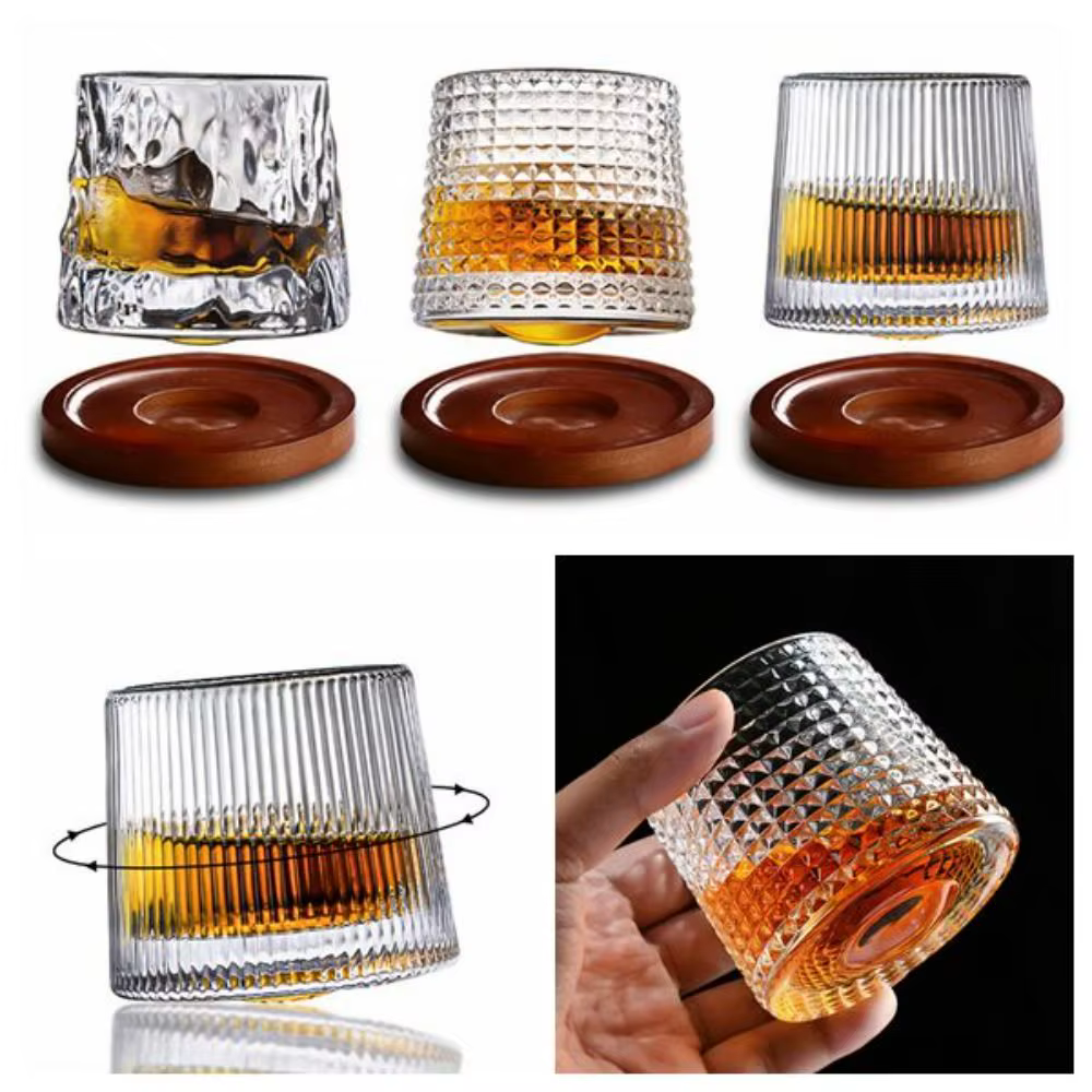 Verres à whisky rotatifs avec base