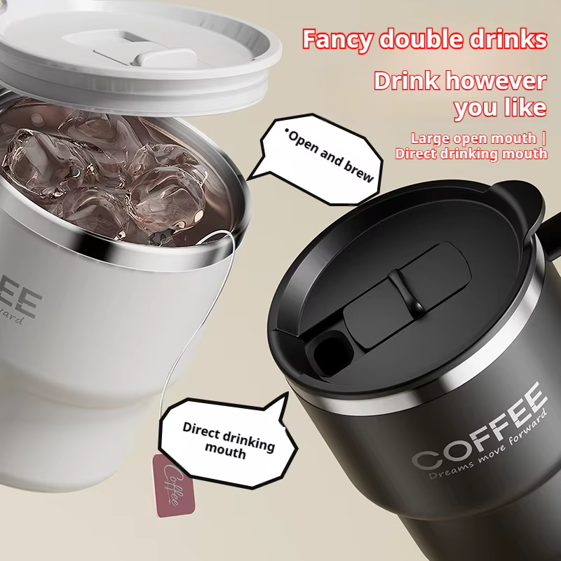 Mug à café en acier inoxydable de 400 ml avec poignée