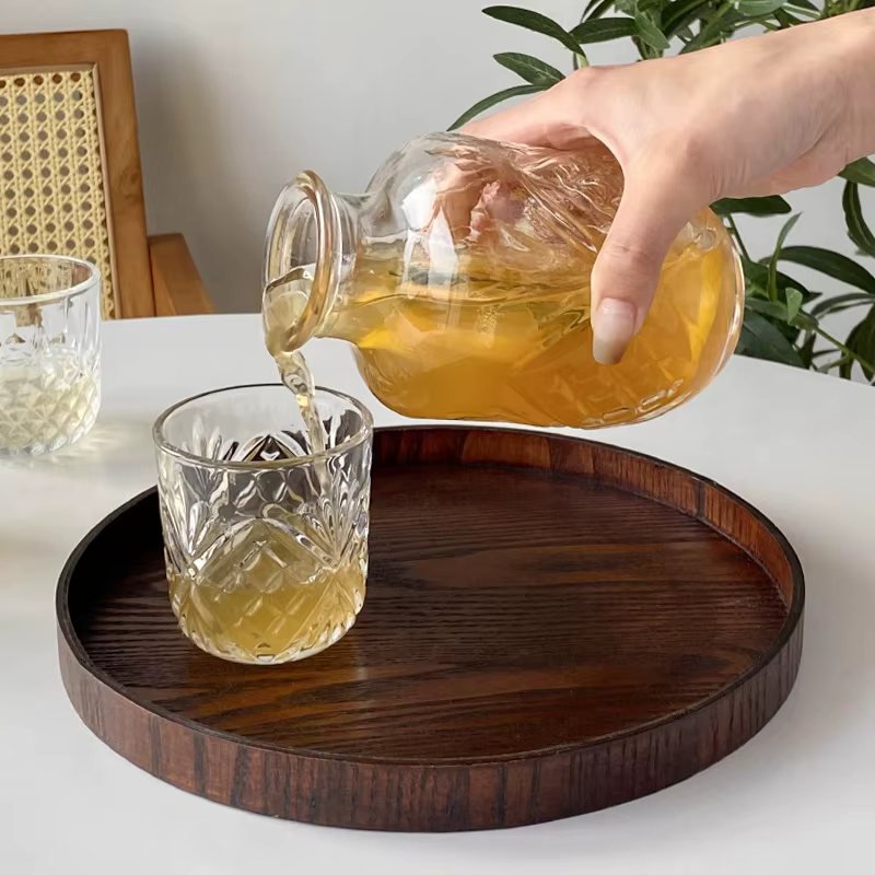 Ensemble de Carafe et gobelets en verre transparent de 550ml