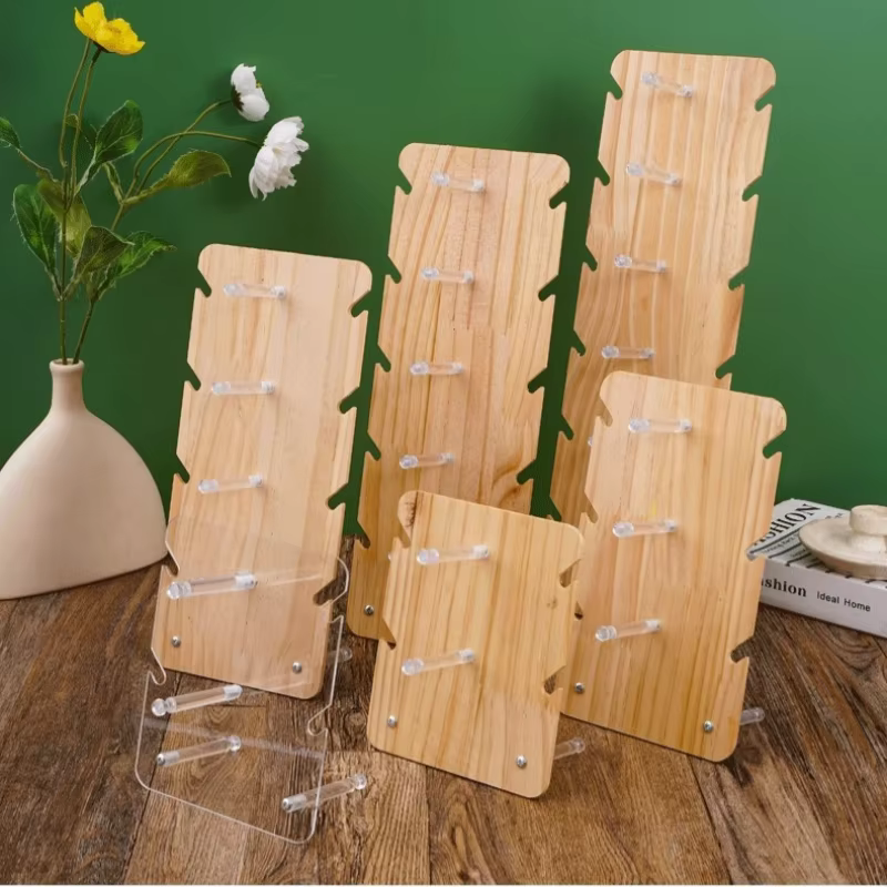 Panneau en bois avec présentoir de lunettes en bois acrylique transparent, support de rangement multicouche pour lunettes de soleil, présentoir de rangement pour lunettes de maison