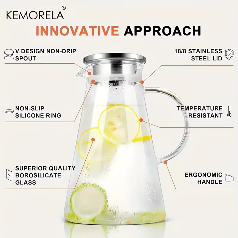 Pichet à eau Transparent en verre résistant à la chaleur