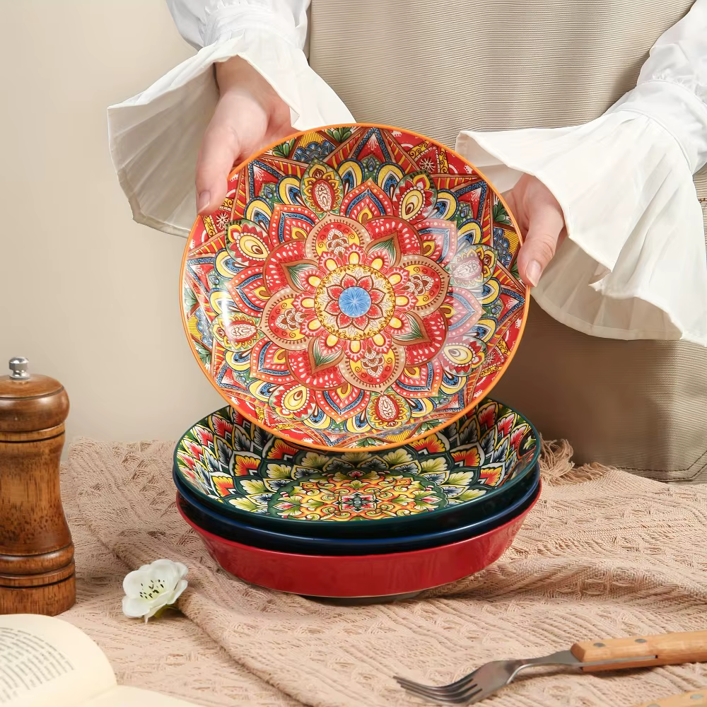 Vaisselle motif fleur assiette en céramique bohème