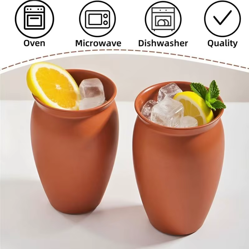 Lot de 6 verres à boire en argile ABMR