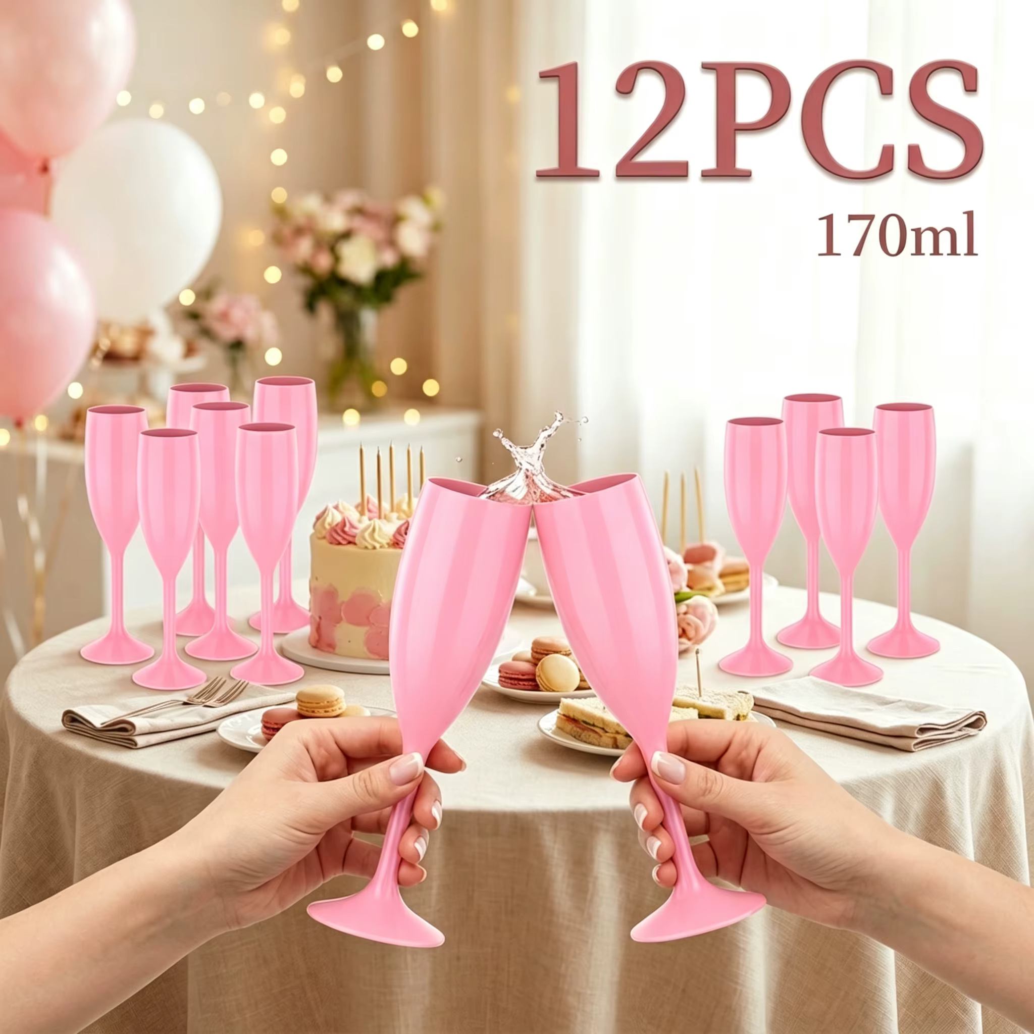 12 pièces flûtes à Champagne verre rose élégant