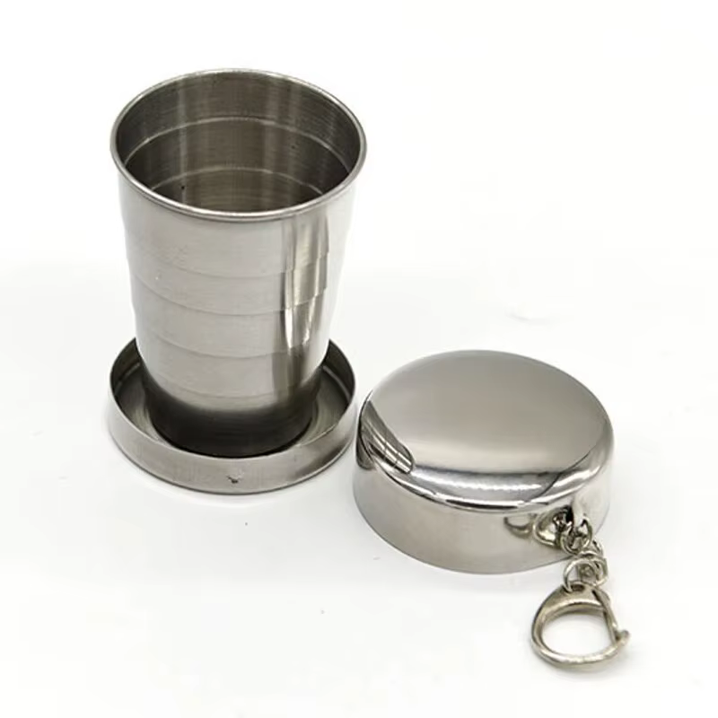 Tasses télescopiques portables en métal et acier inoxydable pour Camping en plein air, tasses pliantes, tasses à boissons.
