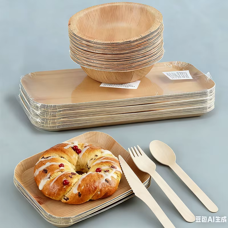 Bols en papier jetables en Grain de bois