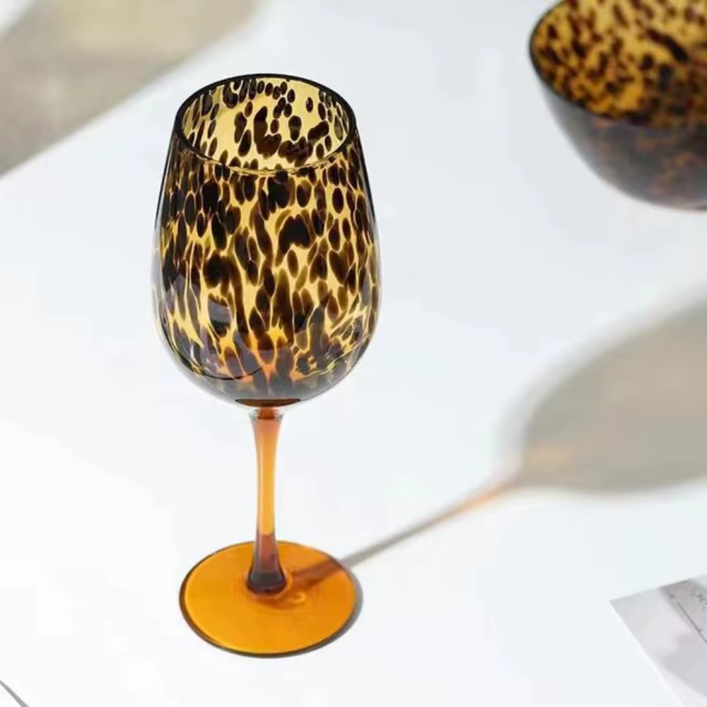 Verre à vin en verre de cristal léopard Vintage