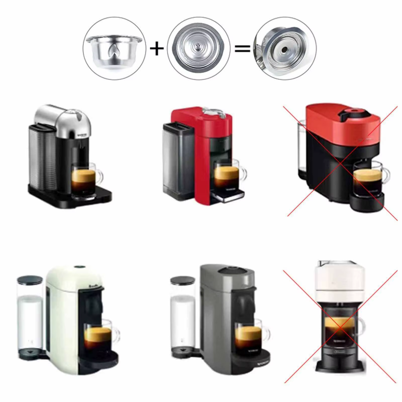 Ensemble de capsules à café réutilisables avec couvercle