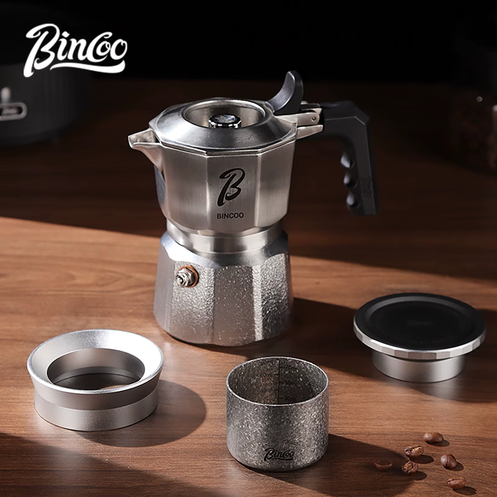Accessoire de brûleur secondaire en titane pur Bincoo – Cafetière Moka en acier inoxydable à 3 valves