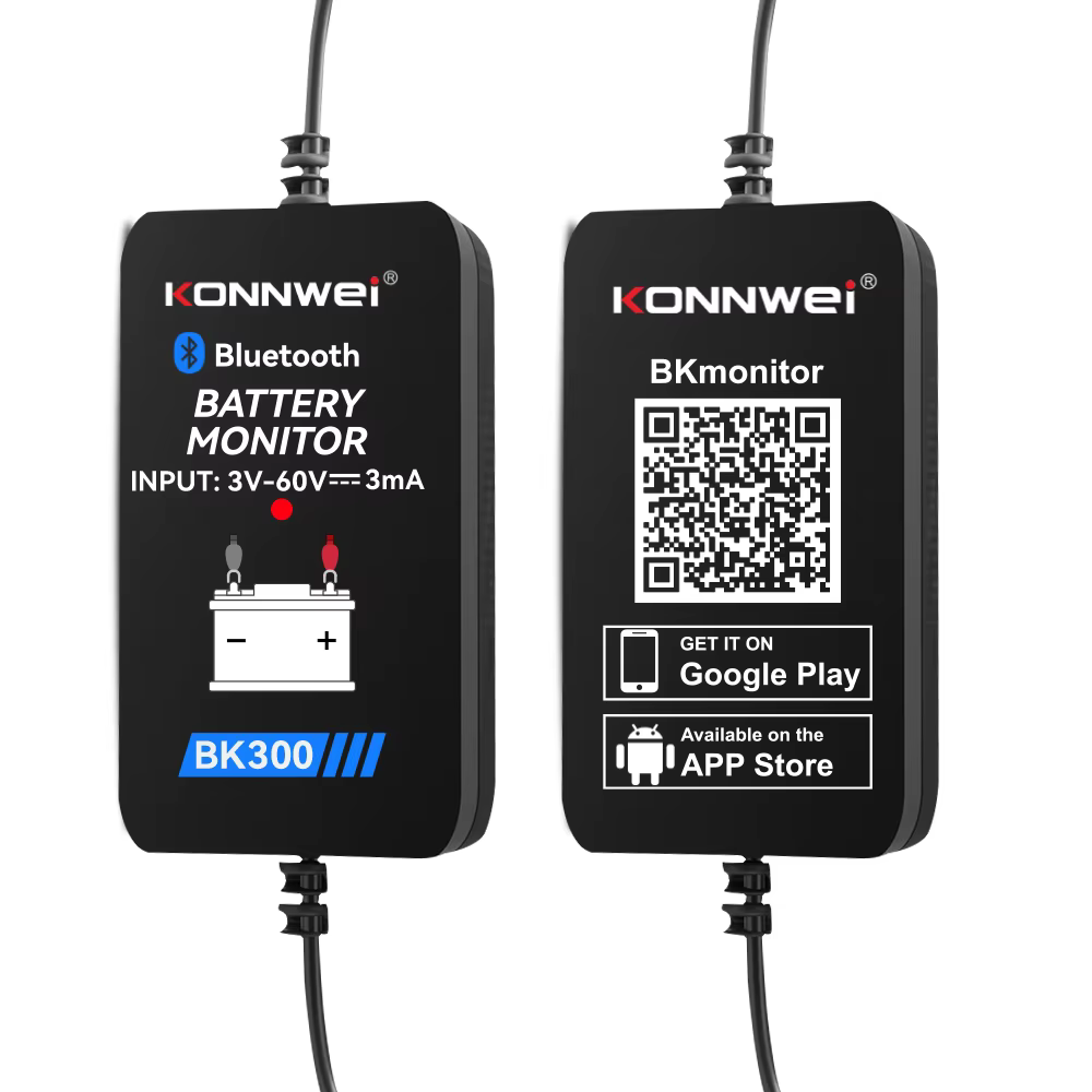 Moniteur de batterie KONNWEI BK300 BT 5.0 pour batteries de démarrage 12V/24V au plomb-acide de voitures et camions, outil d'analyse de batterie pour Android et iOS