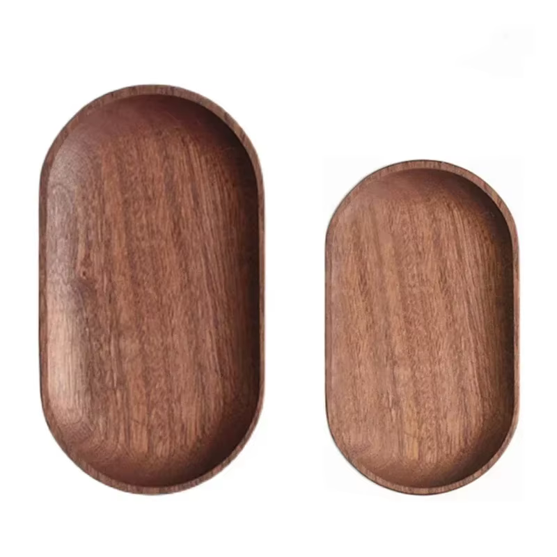 Vaisselle ronde ovale en bois massif