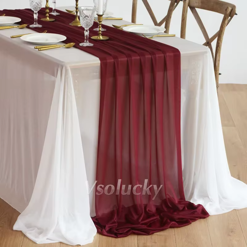 Chemin de Table transparent vin rouge bordeaux