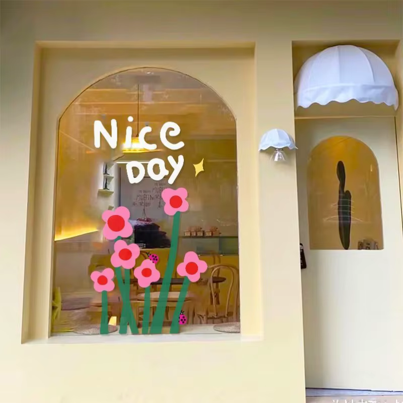 Autocollant de fleurs en verre respectueux de l'environnement, films décoratifs adhésifs, vitrine, papier peint, décoration murale