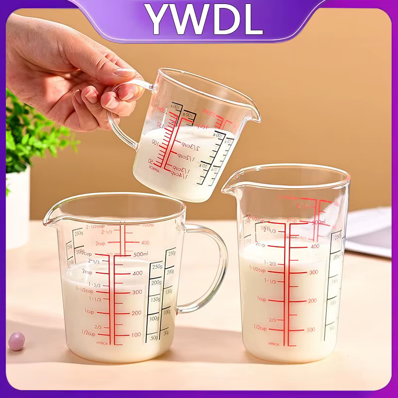 Tasse à mesurer en verre résistant à la chaleur YWDL avec poignée