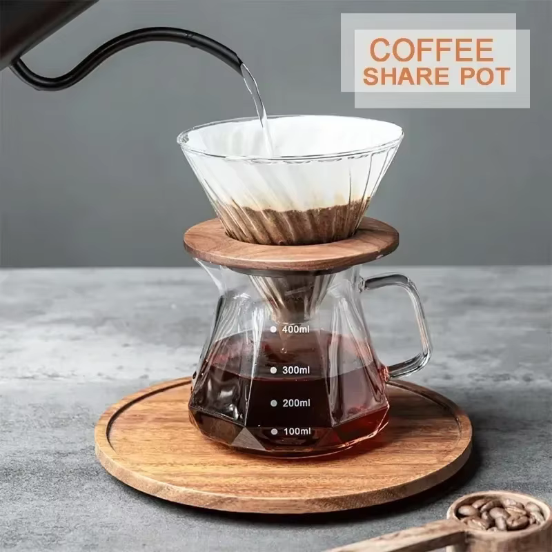 Pot de partage de café en verre de diamant de 400 à 600ml