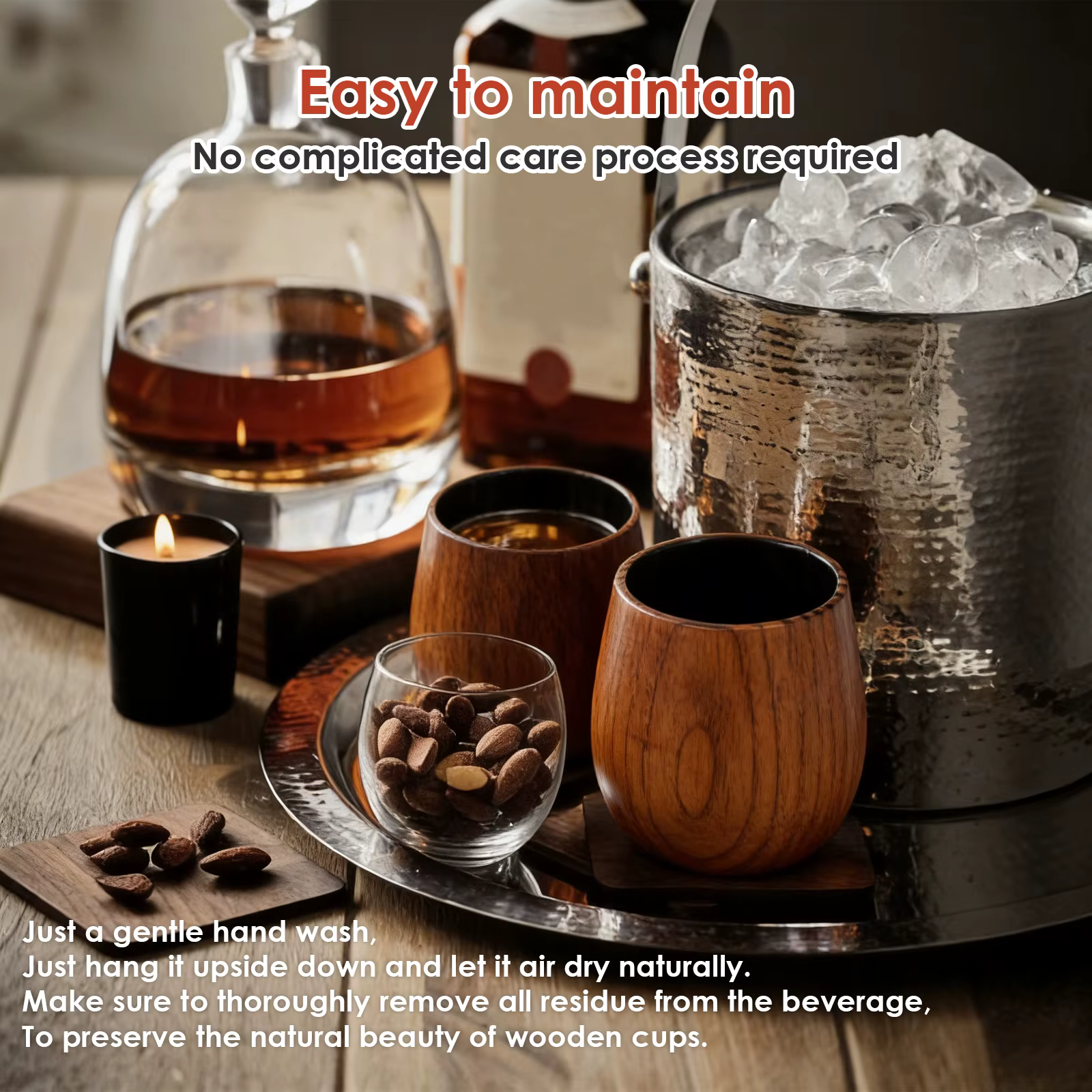 Lot de 2 verres à vin en bois de 240 ml