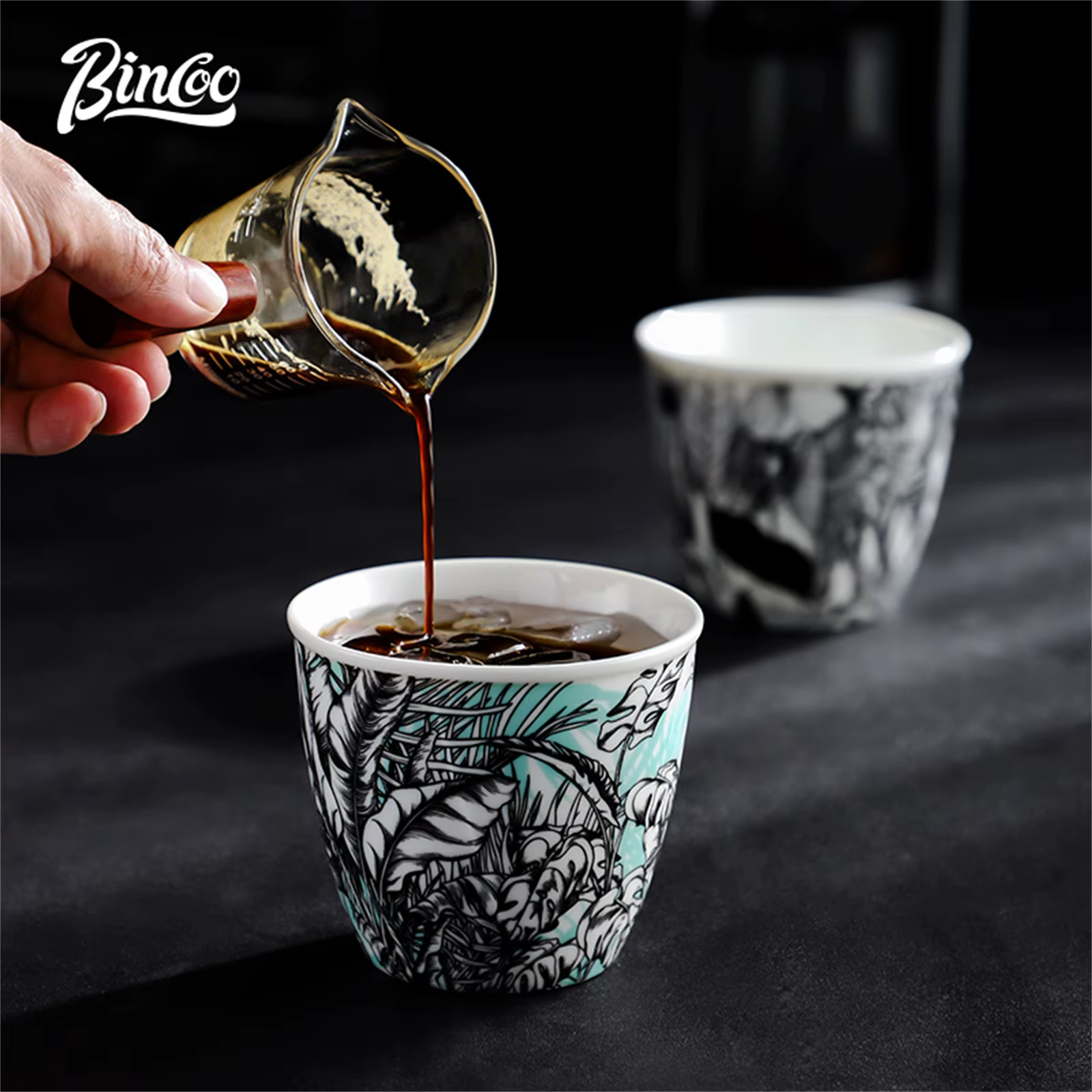 BINCOO tasse à café en céramique série fleur de la Jungle Art créatif Latte
