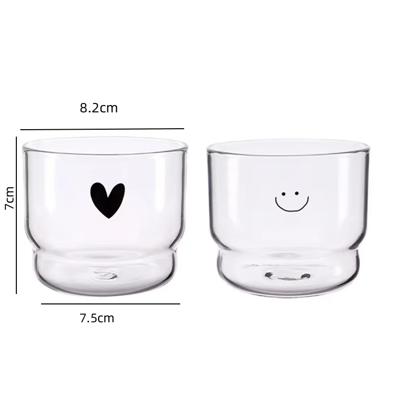 Tasse en verre murale Love/Happy de 300ml