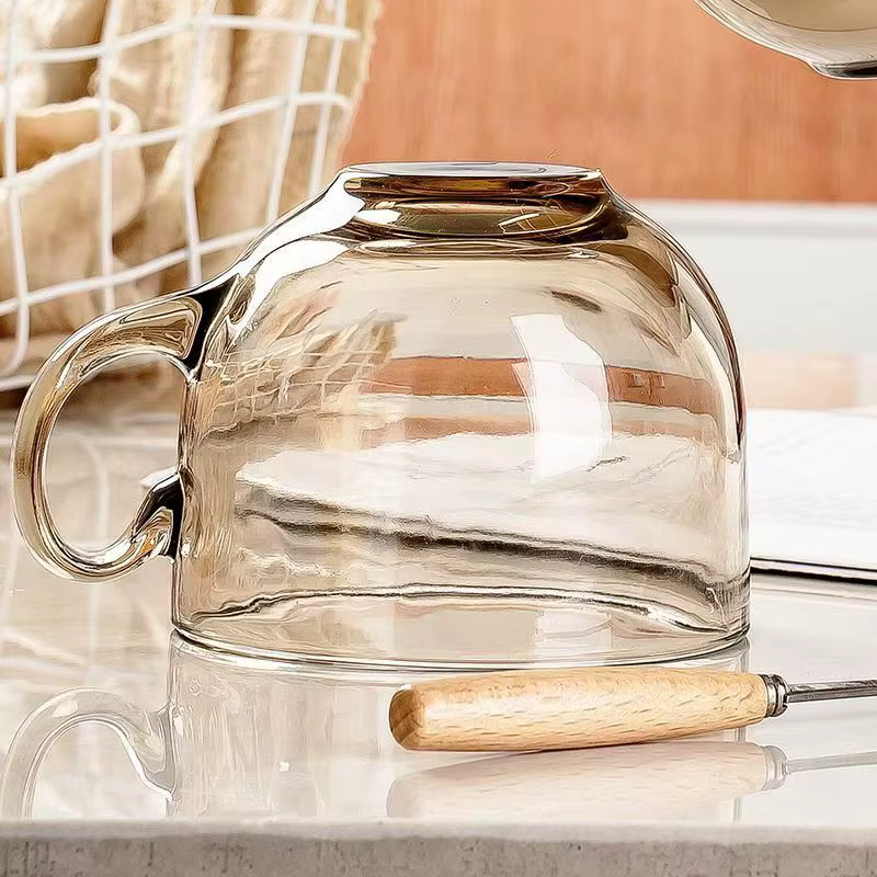 Tasses de petit-déjeuner en verre de grande capacité pour usage domestique