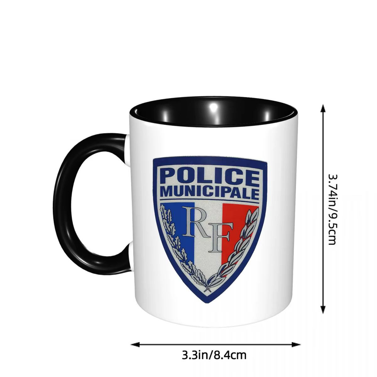 Tasse à café en céramique amusante avec insignes de la police municipale française