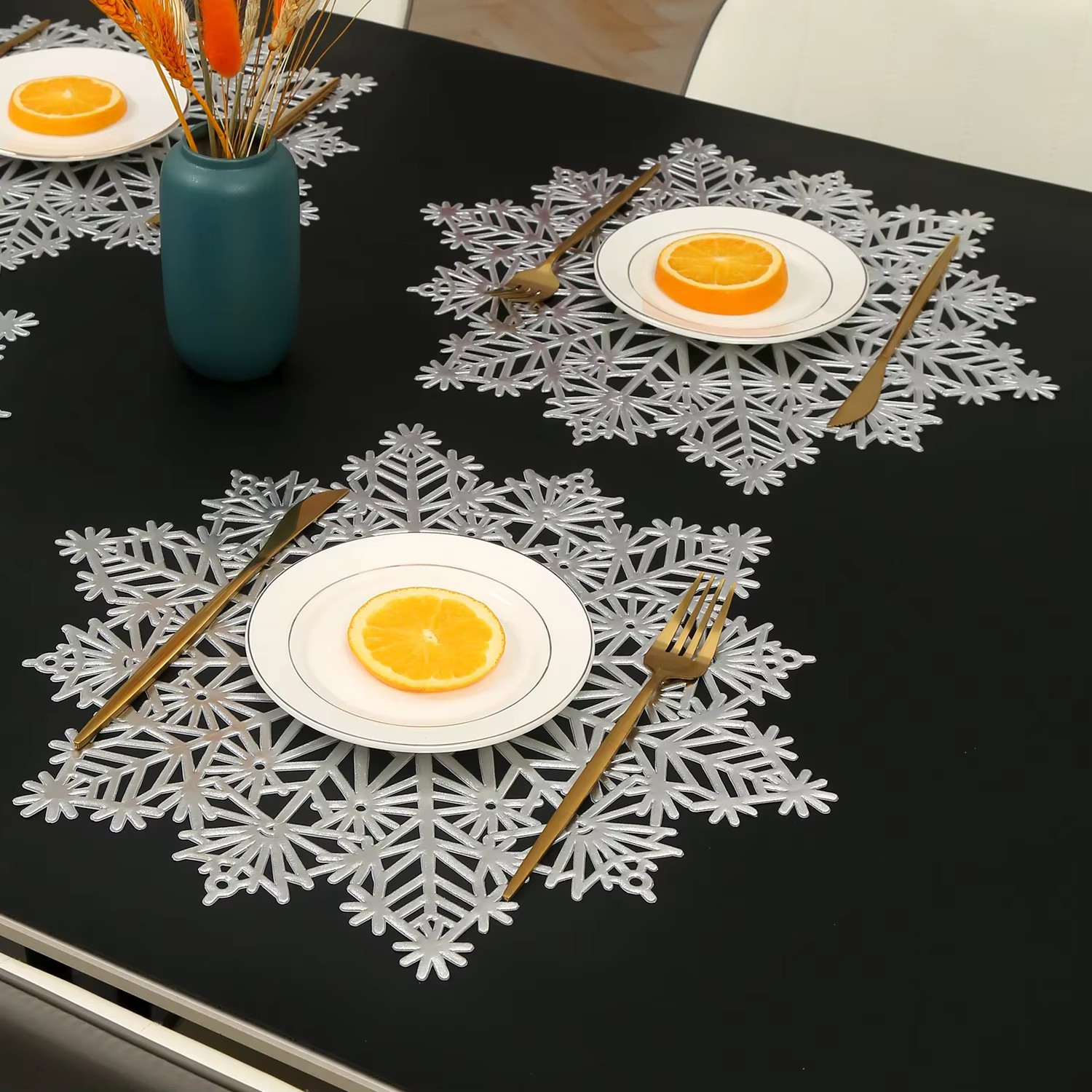 Napperon décoratif de Noël en PVC flocon de neige romantique