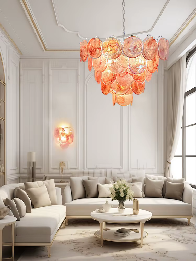 Lustres en verre nuage vintage, éclairage LED, luminaire européen, lampe de confrontation romantique rouge pour plafond, décor de salon