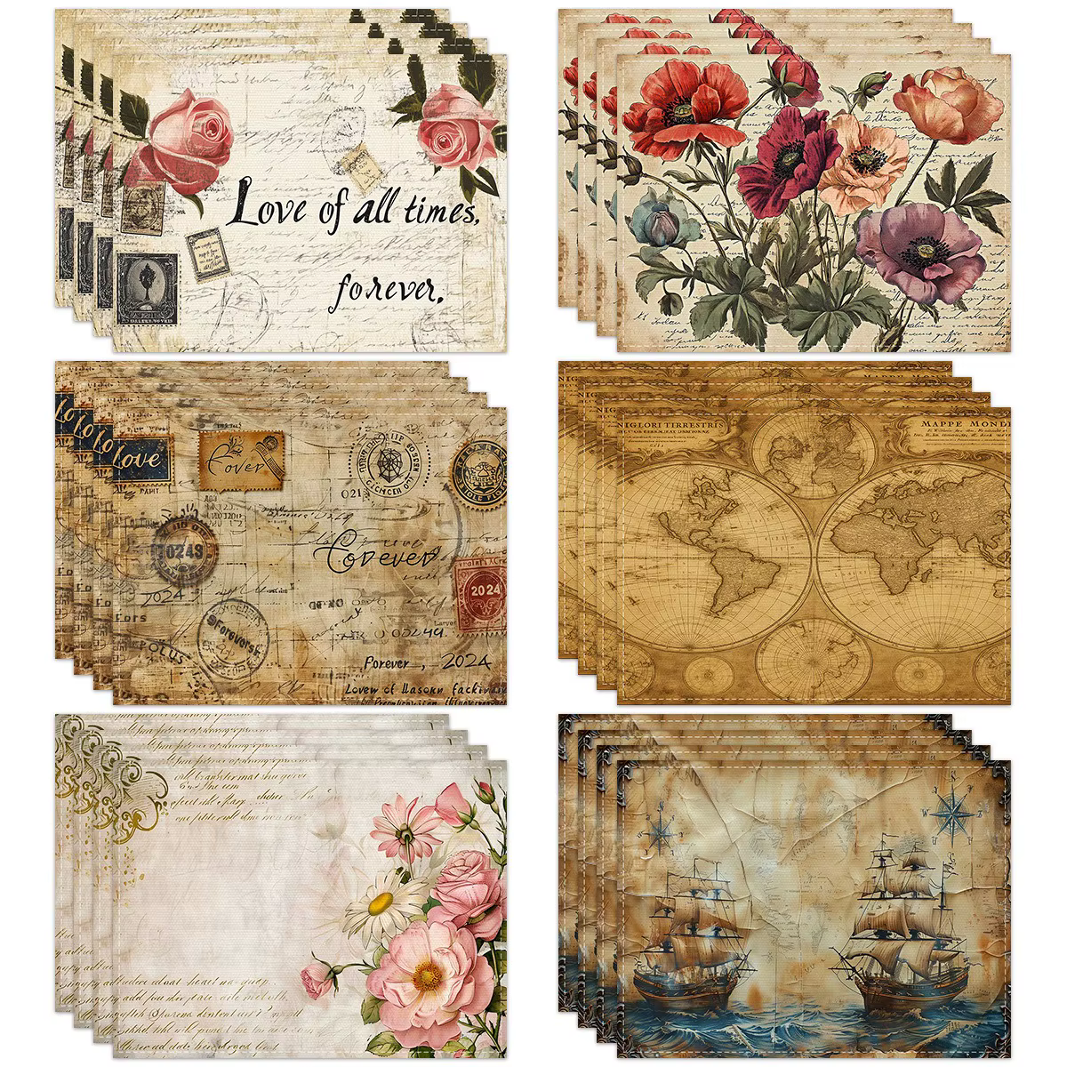 Set de table en lin floral vintage