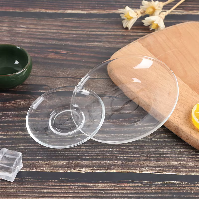 Soucoupes en verre transparent résistant à la chaleur de type C pour tasses à thé