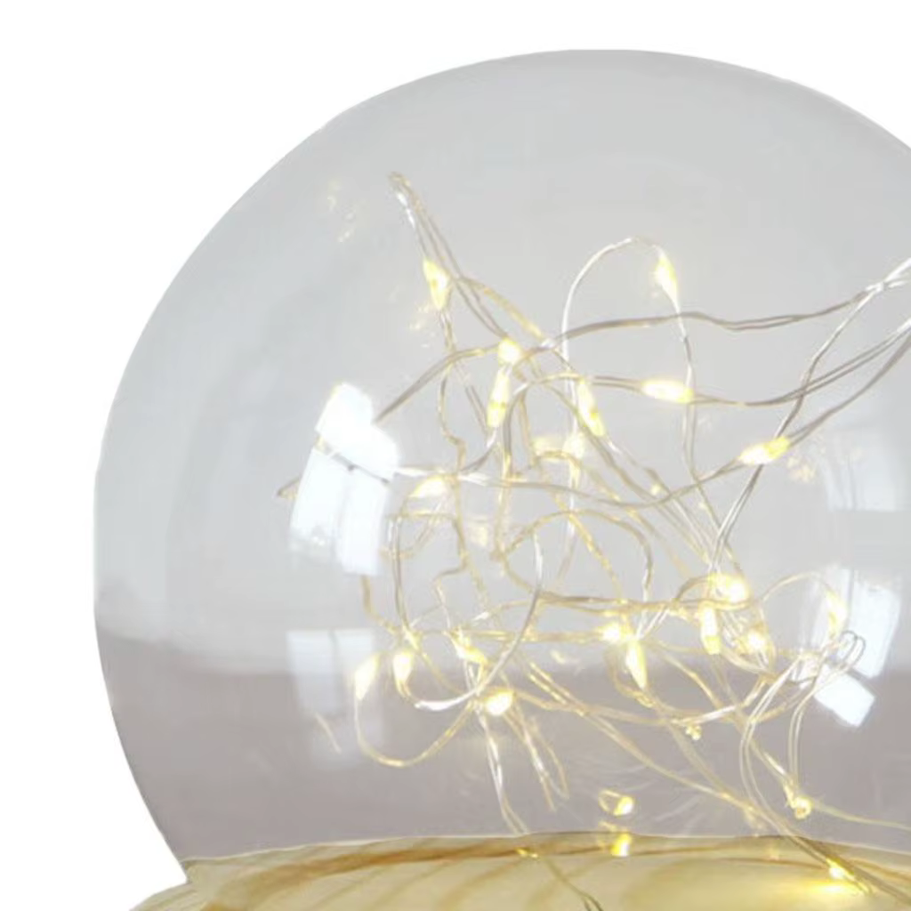 Cloche en forme de dôme en verre transparent avec Base en bois