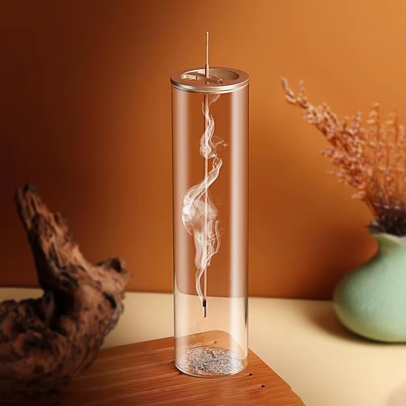 Brûleur d'encens moderne en verre anti-cendres volantes avec cendrier