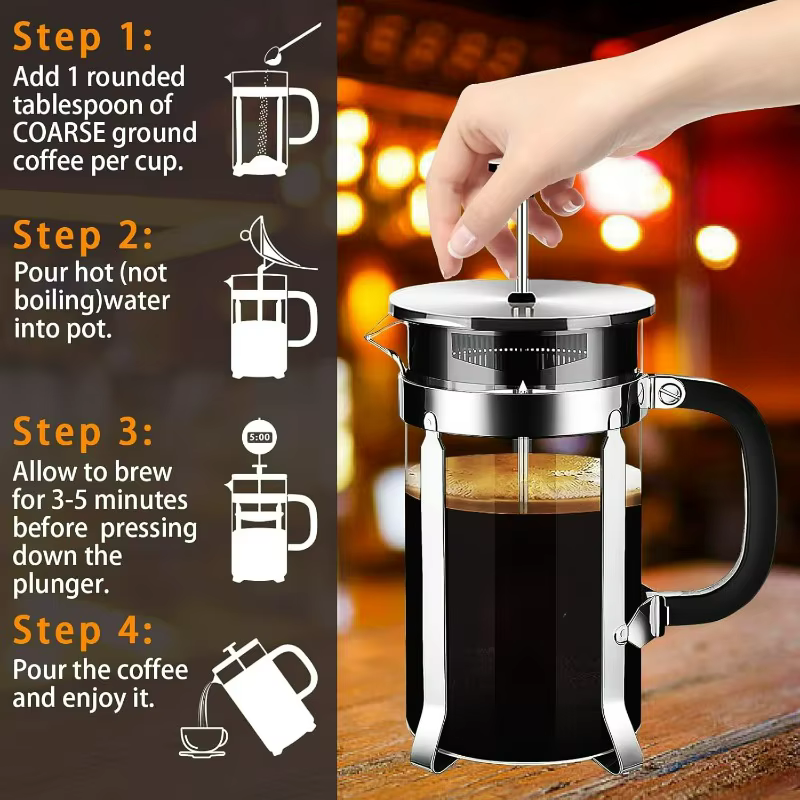 Cafetière à presse française en acier inoxydable