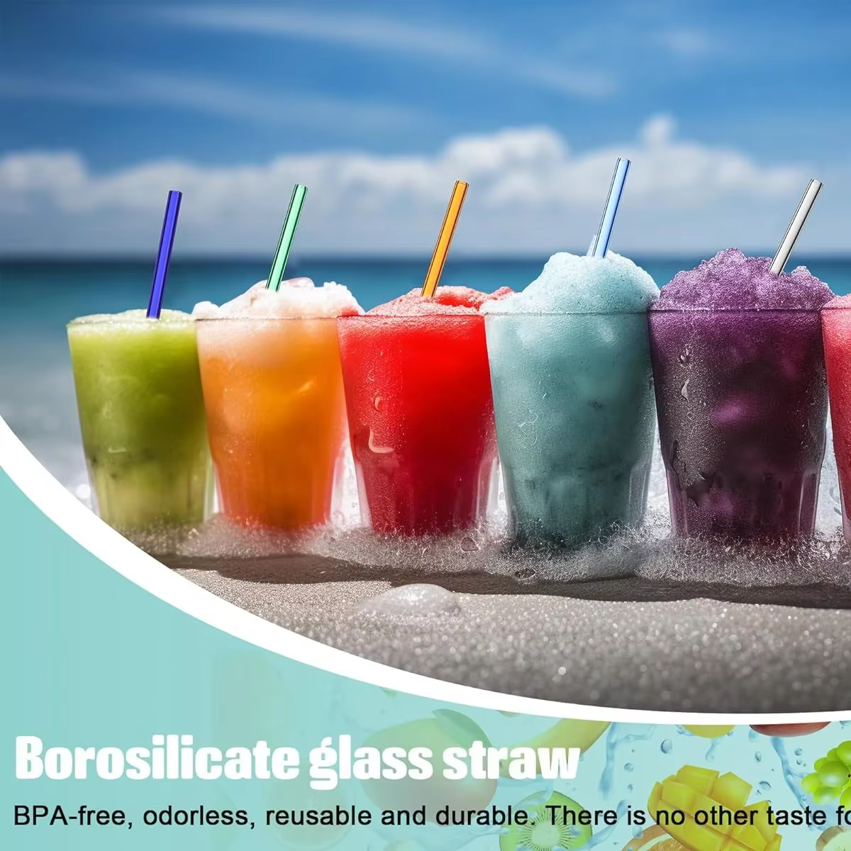 Pailles à boire en verre avec brosse de nettoyage