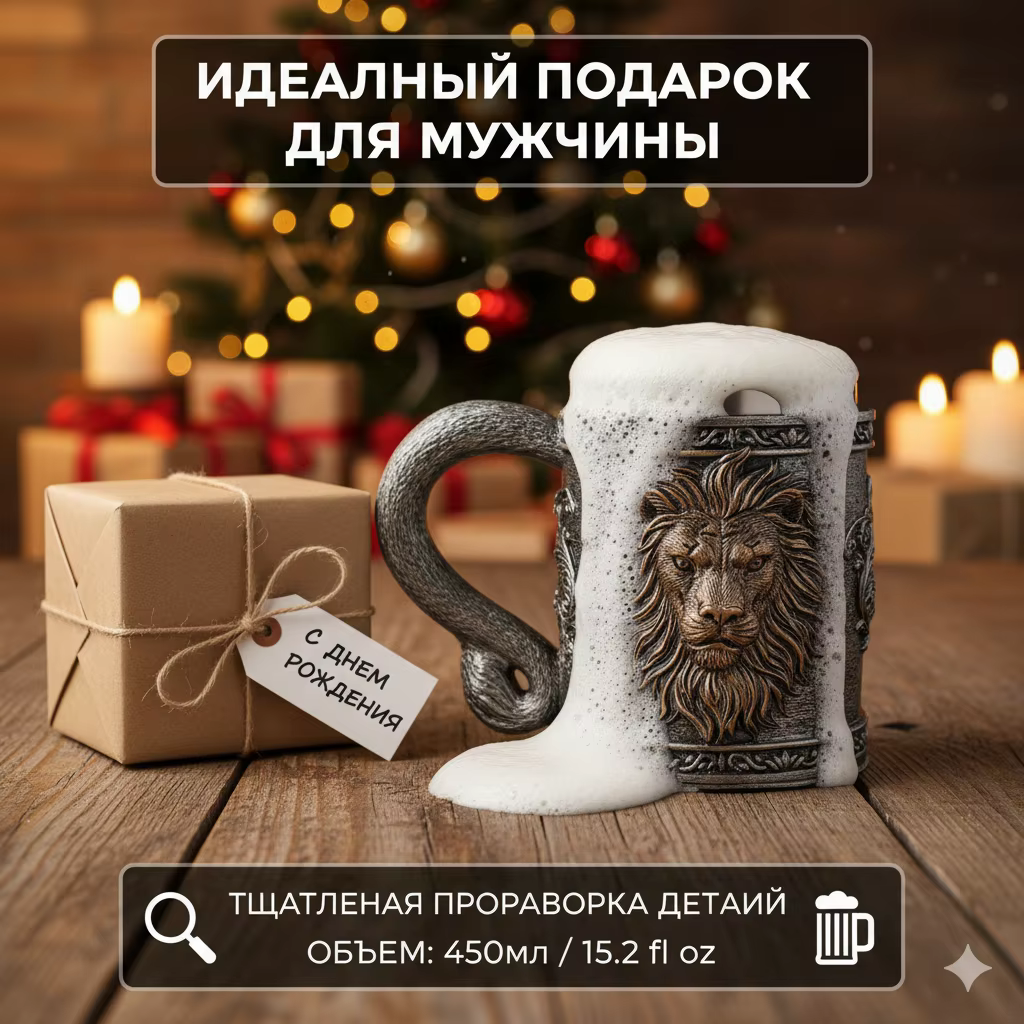 Chope à bière Tête de Lion