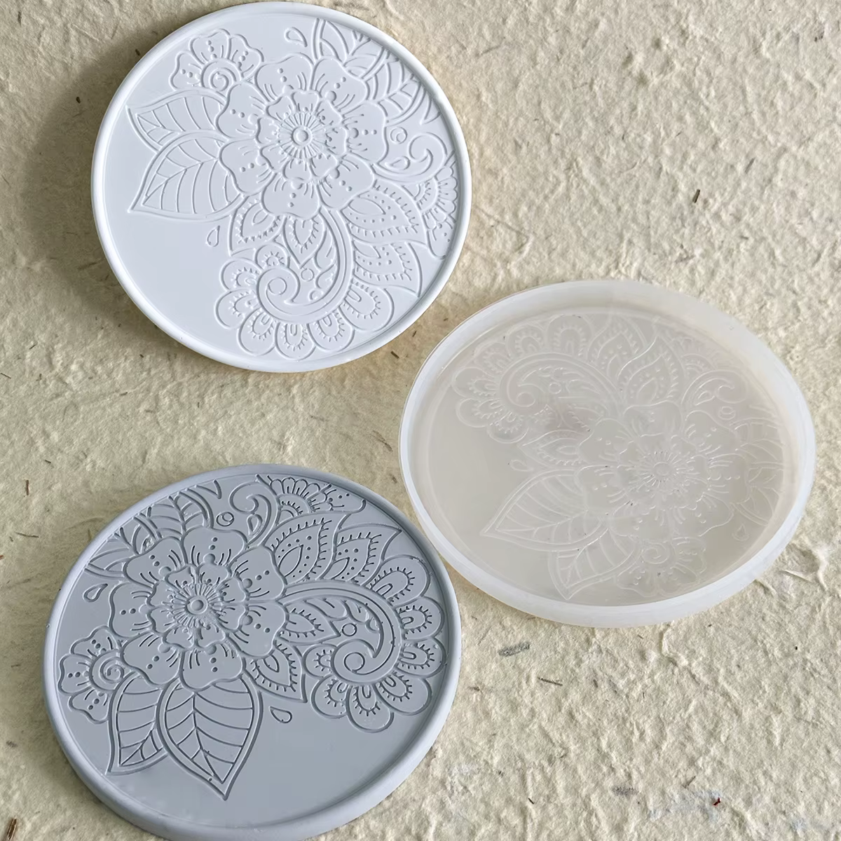 Moule rond en Silicone pour dessous de verre à fleurs