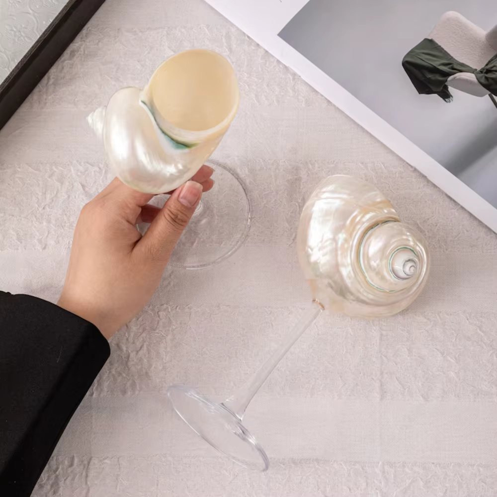 Verres à vin en coquillage 2 pièces