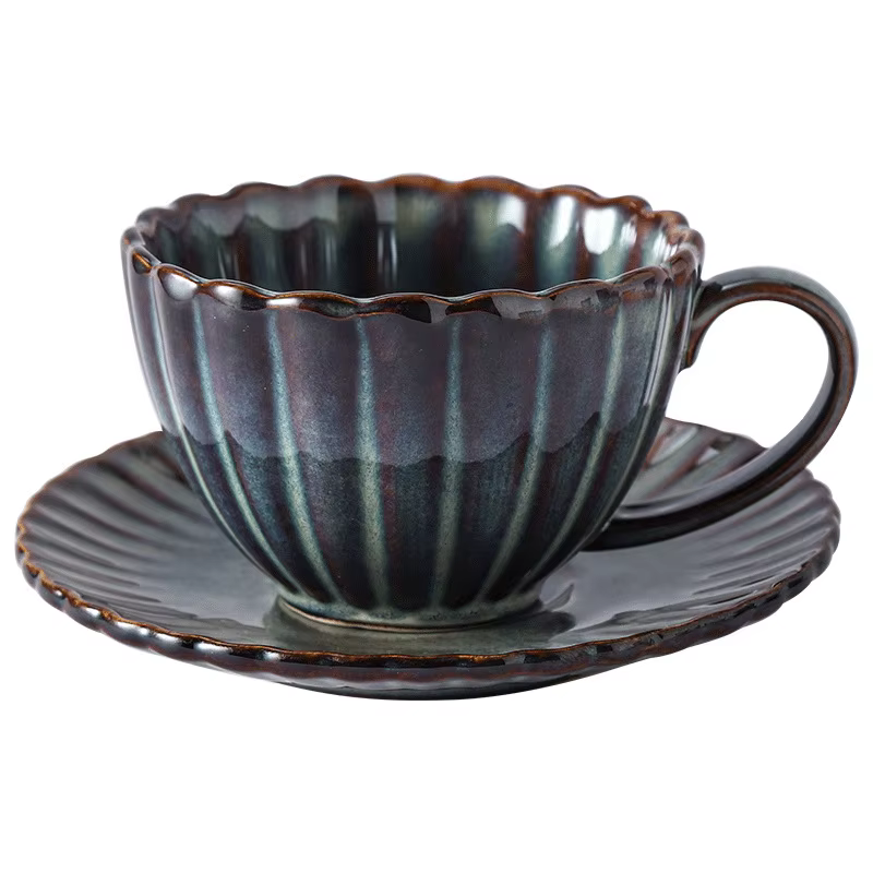 Tasse en céramique tournée au four rayé haut de gamme Vintage