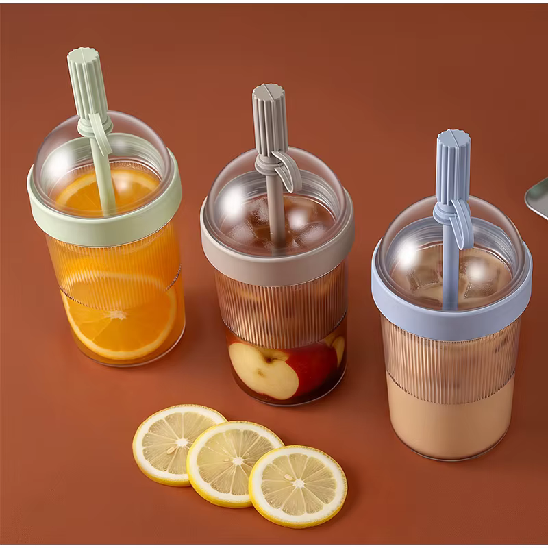 Gobelet de voyage réutilisable pour café 17oz avec couvercle et paille