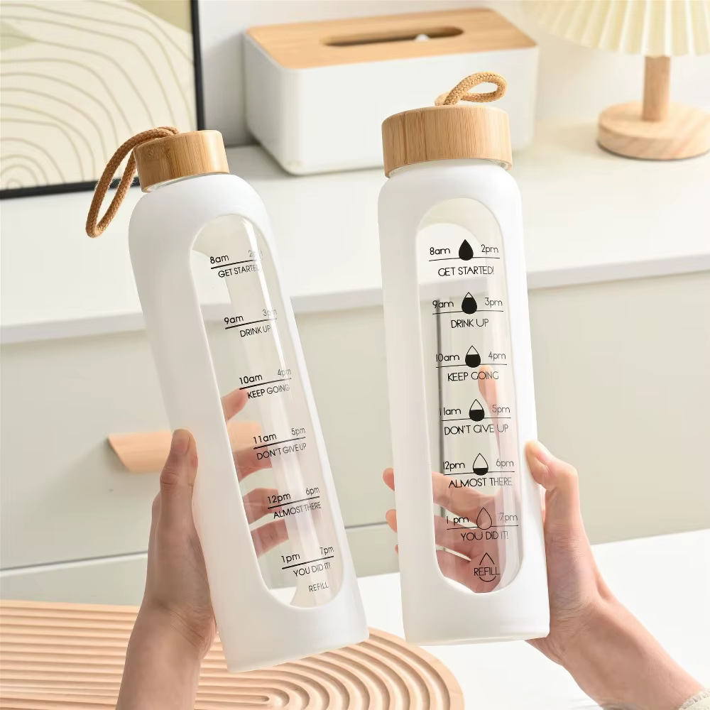 Carillon en verre avec couvercle en bambou