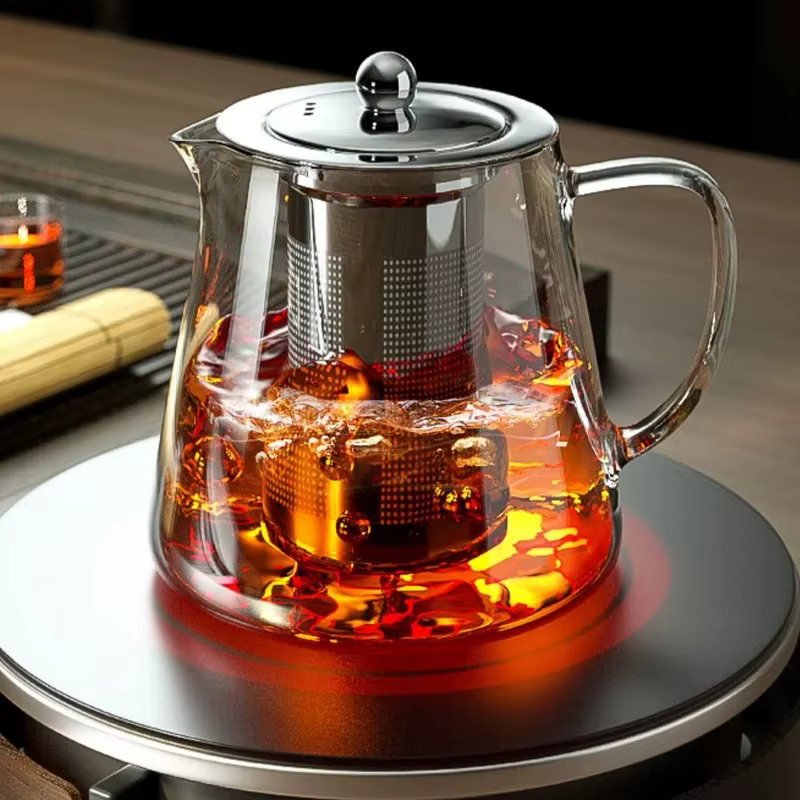 Théière en verre Borosilicate transparent résistant à la chaleur