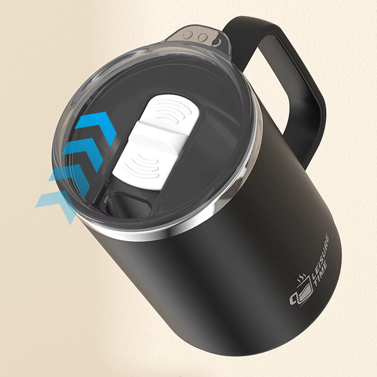 WORTHBUY Tasse à café isolée à double paroi en acier inoxydable 304 avec poignée