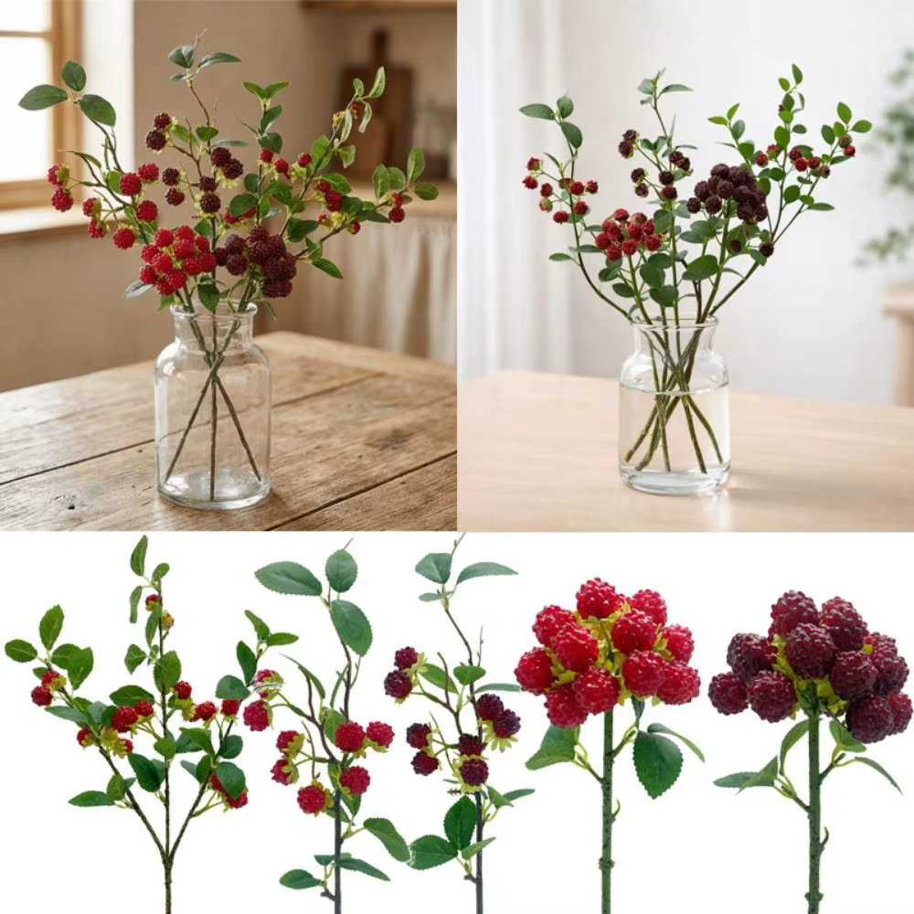 Plante artificielle de framboises rouges