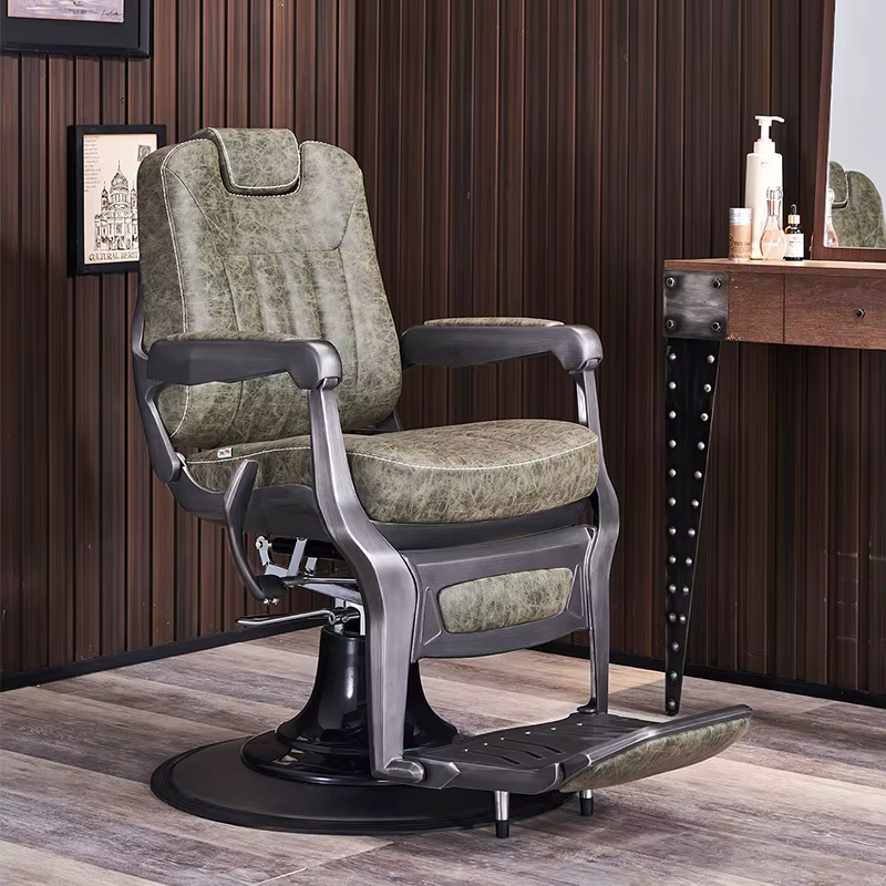 Design de barbier esthétique ergonomique, organisateur professionnel confortable, chaise de barbier au sol, meubles modernes Friseur Stuhle