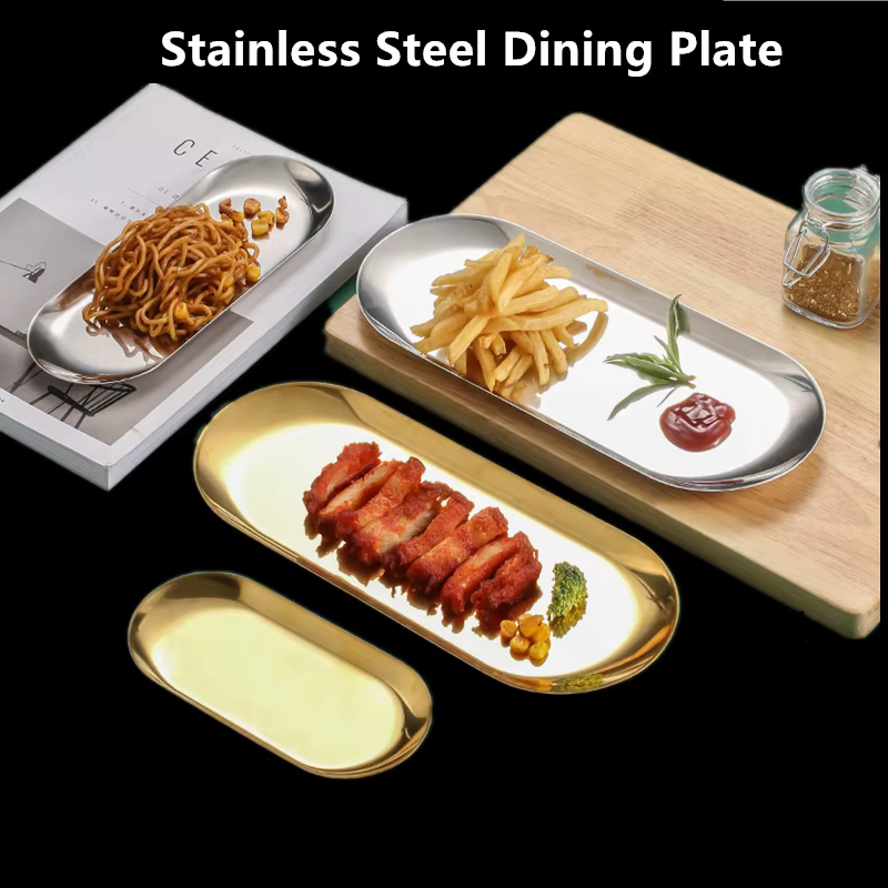 Assiette de cuisine en acier inoxydable doré