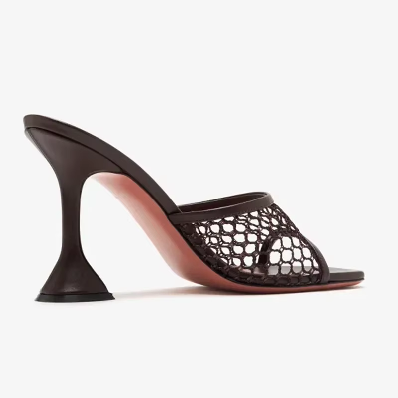 Pantoufles tissées à talons en verre de vin, chaussures modernes Sexy à bout carré ajouré, à enfiler, à la mode pour femmes, nouvel arrivage